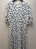 Uniqlo Midi Dress Brush Print Ivory/Black Large