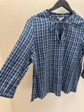 Seasalt Cornwall Blouse Check Seersucker Blues/White 18