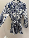 Zara Tile print tunic dress Navy/White Size Medium