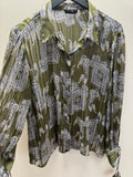 Zara Paisley/Lurex Blouse Olive/Multi Size XL