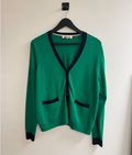 Boden Emilia Cardigan Contrast trim Green/Navy Size Large