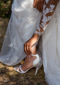 Dune ventian heel trim satin shoe Ivory Size 6