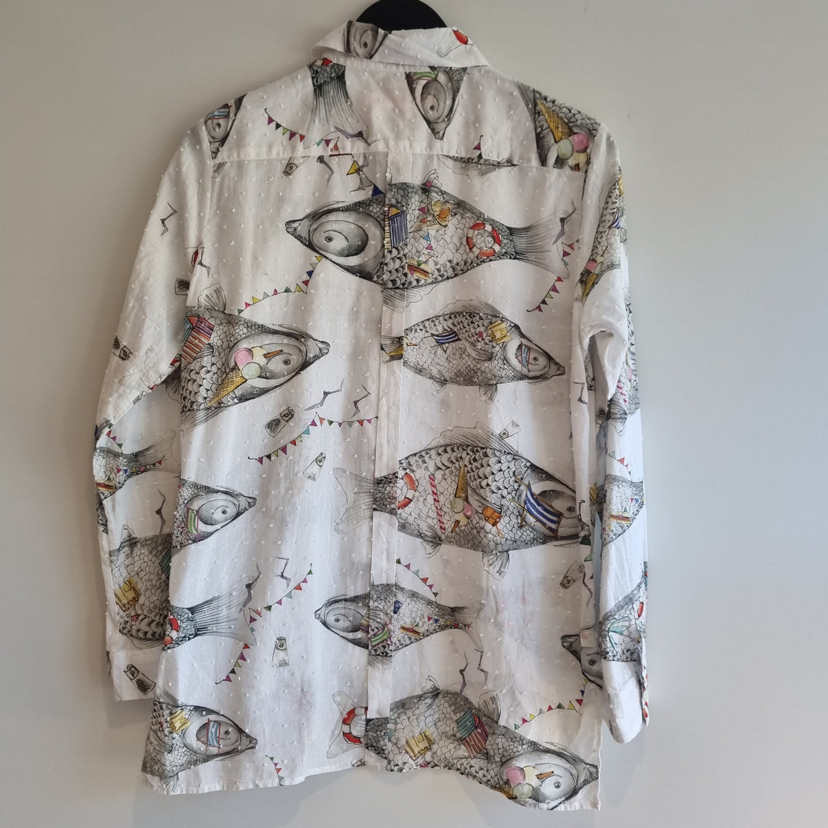 Vilagallo Fish/Beach print Shirt White/Multi Size 42