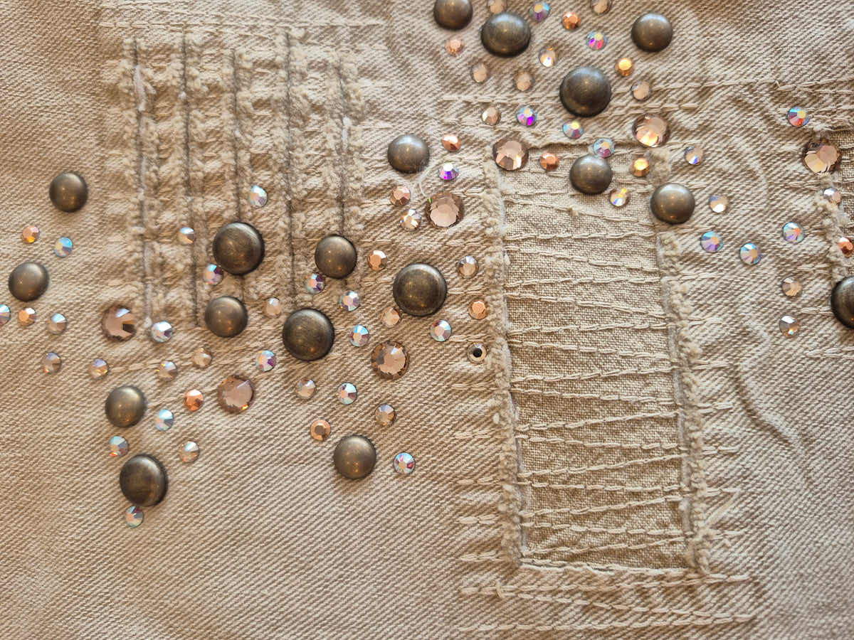 22 Maggio Vintage Beige/Bronze/Burnished Embellished Jean UK 12