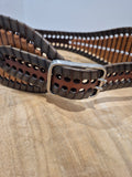 Leather shaped perforated waist belt Tan/Khaki/Choc Size XS/Small
