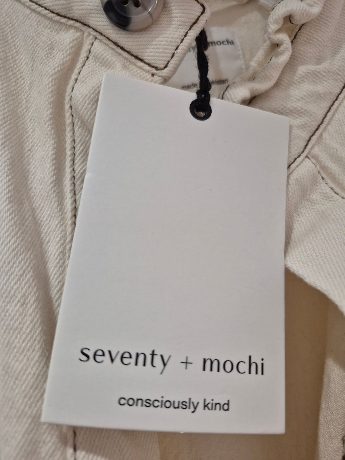 seventy + mochi sleeveless Pablo denim jacket Ecru Size 16