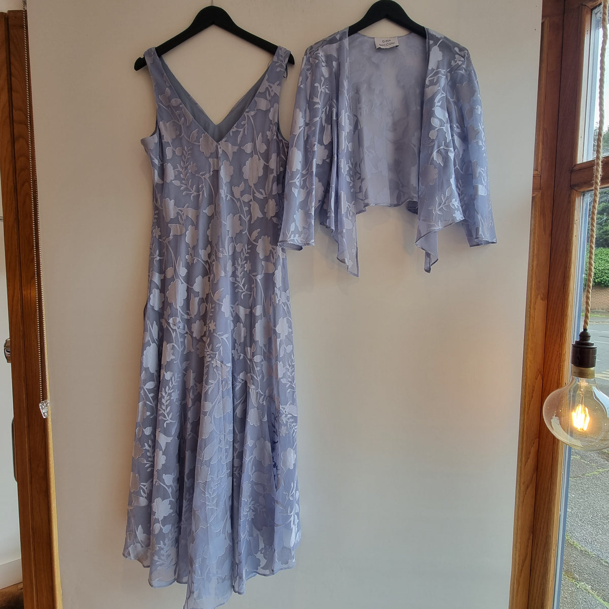 Gina Bacconi Occasion devore burn out dress/bolero Hydrangea Size 22