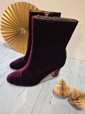 Lauren Ralph Lauren velvet evening boot Rich Plum Size UK 5 US 7B