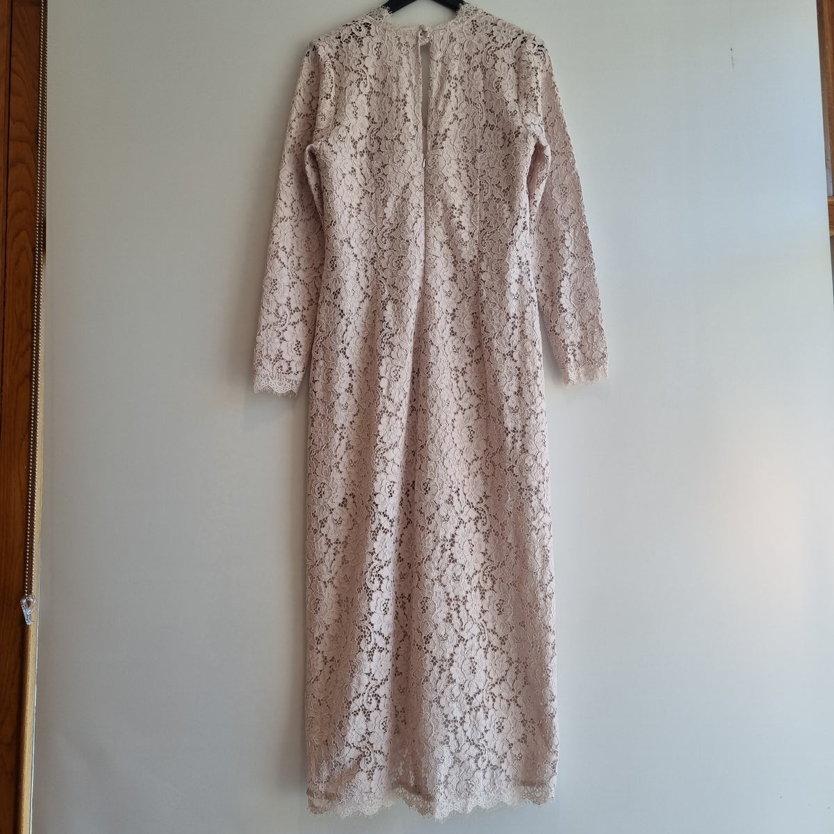 Mint Velvet lace occasion midaxi dress Latte Size 14