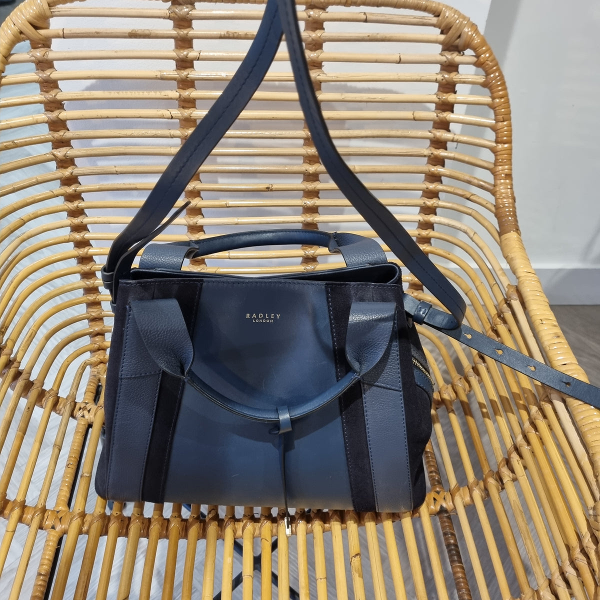 Radley leather/suede grab bag Navy One Size