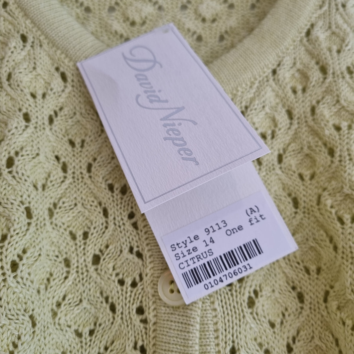 David Nieper open knit Cardigan Citrus Size 14