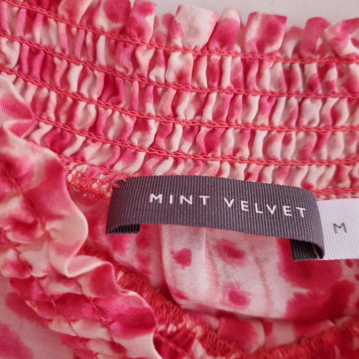Mint Velvet painterly print bardot tunic Pink/White Size Medium