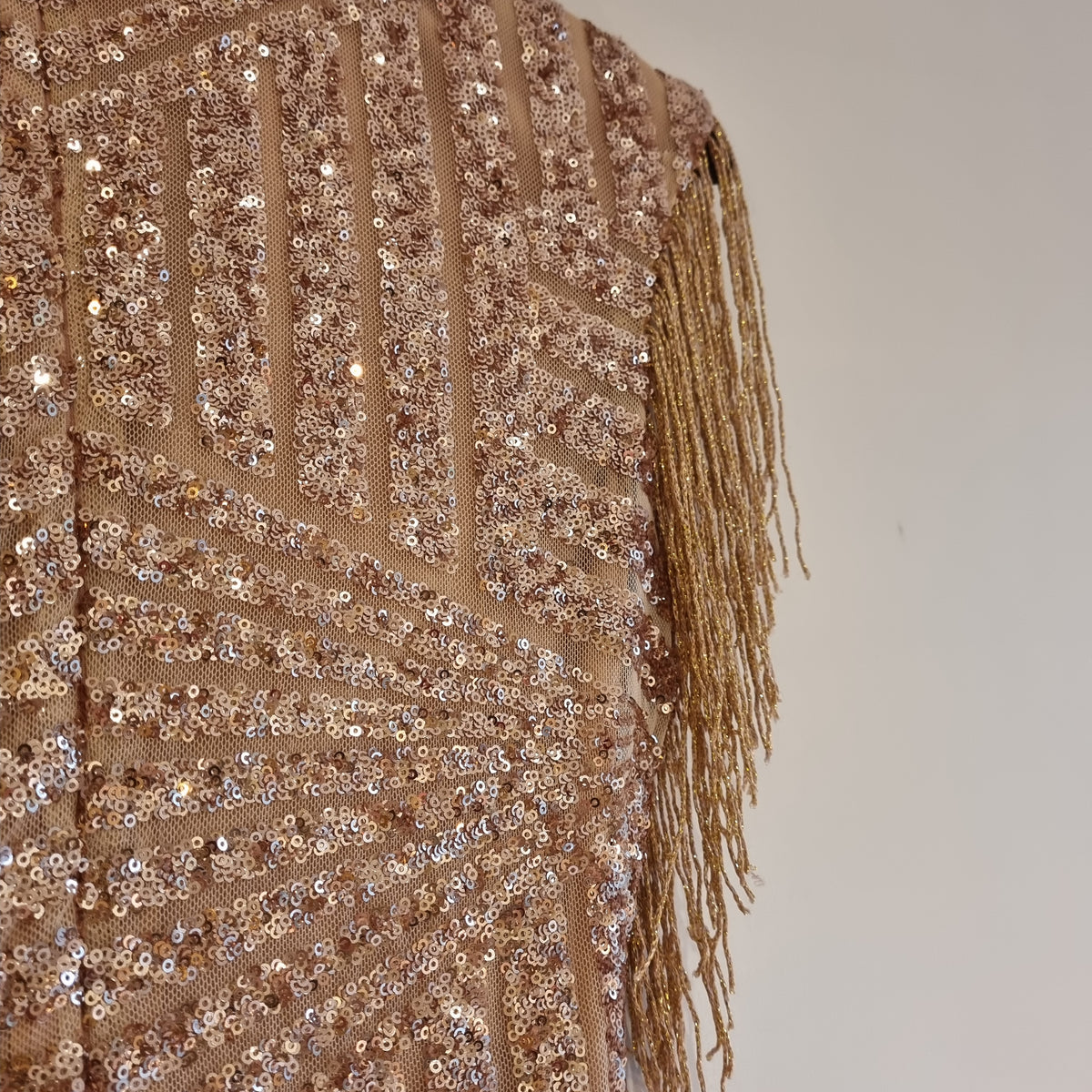 Rare London sequin plunge dress Gold Size 8