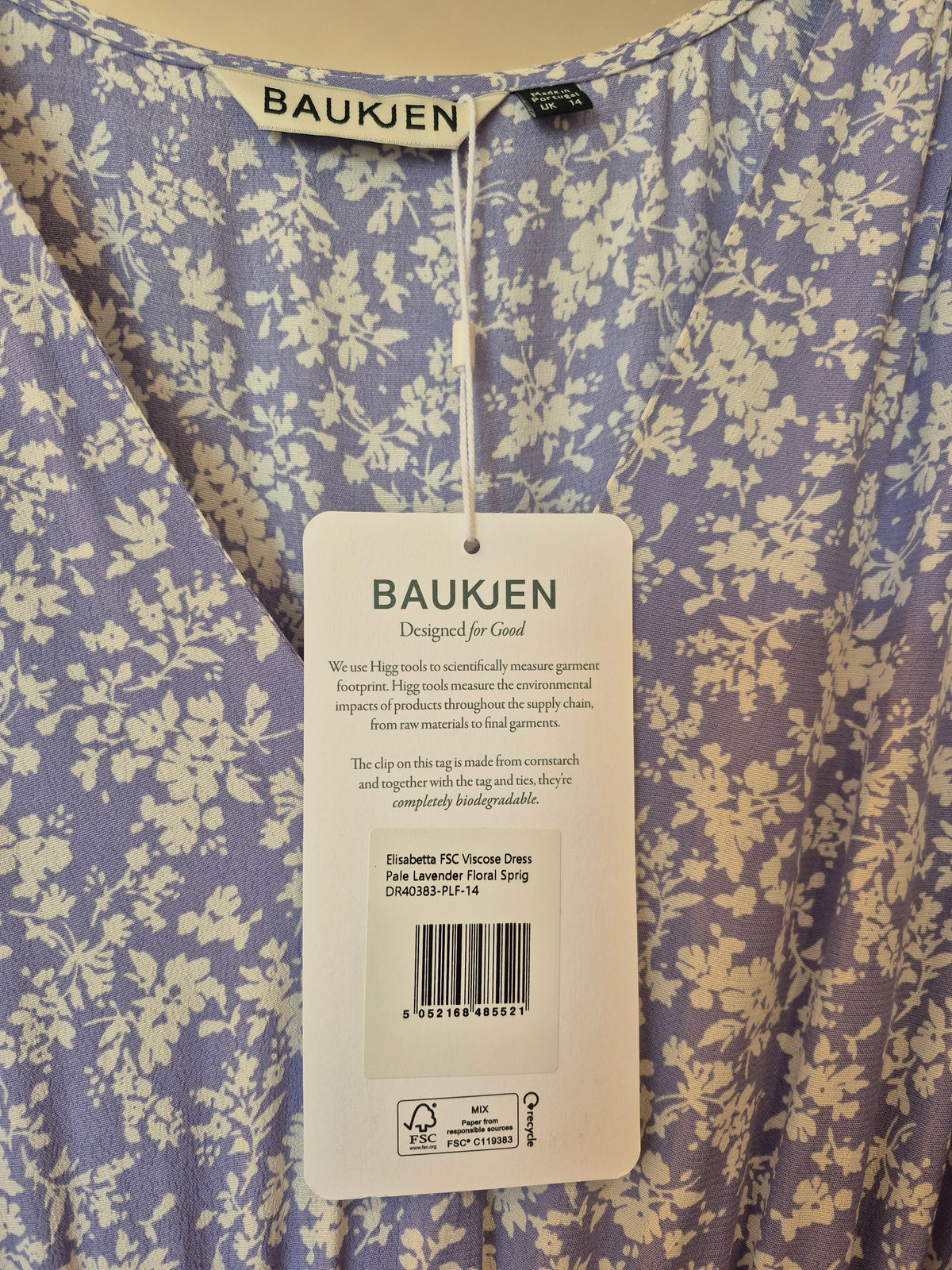 Baukjen Elisabetta dress Pale Lavender Floral Sprig Print Size 14