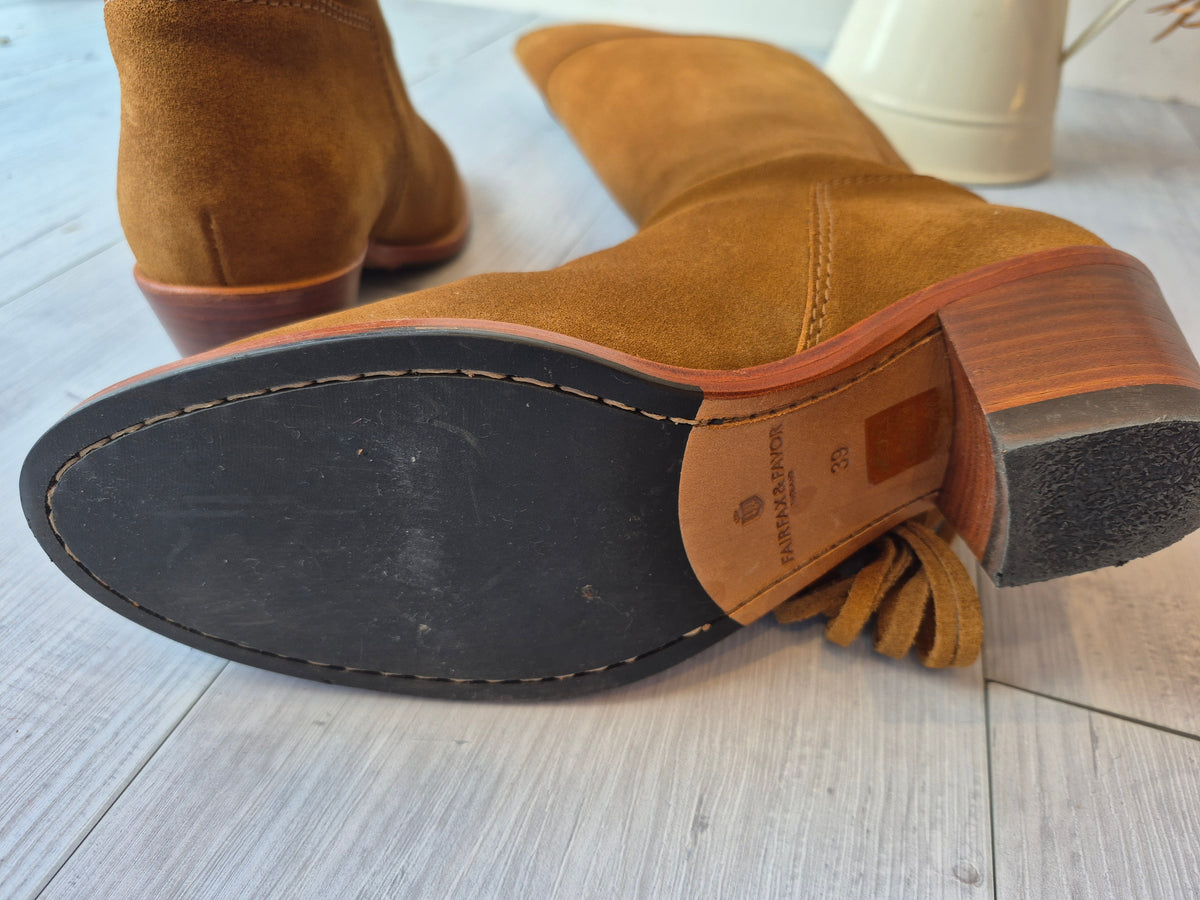 Fairfax & Favor Suede Heeled Regina BootsTan/Orange UK 6