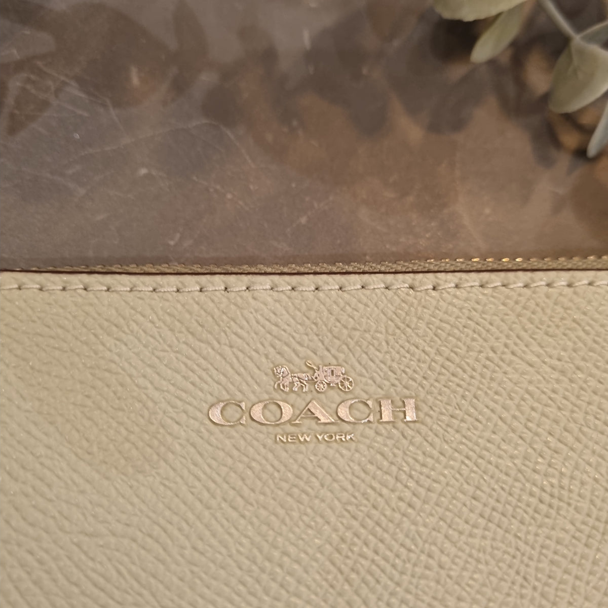 Coach textured leather zip purse Mint One Size