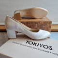 Tokiyos Satin block heel shoe Ice Blue Size 39