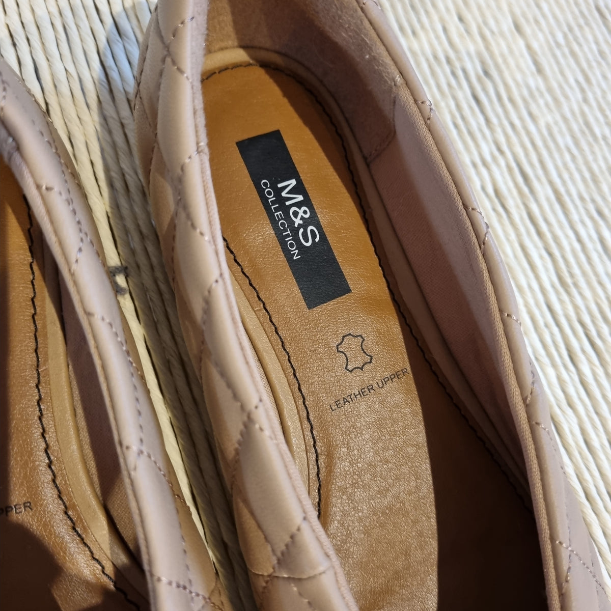 M&S stitched leather flats Camel Size 6