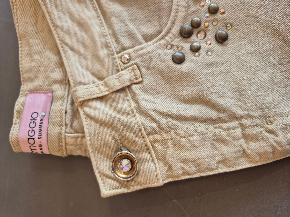 22 Maggio Vintage Beige/Bronze/Burnished Embellished Jean UK 12