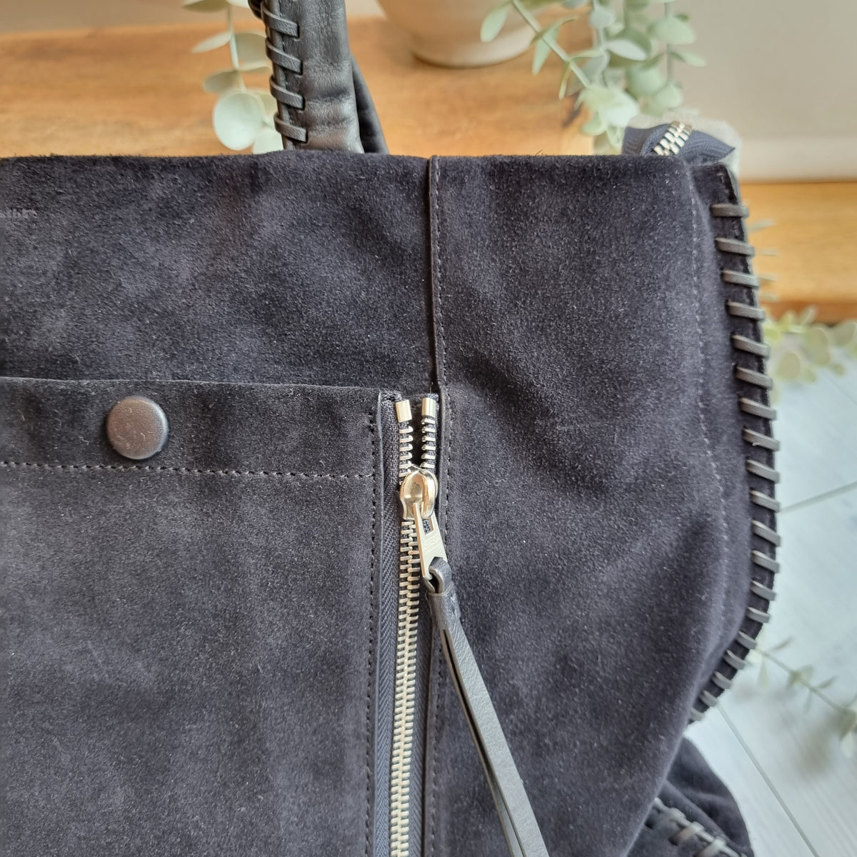 All Saints suede tote Navy OS