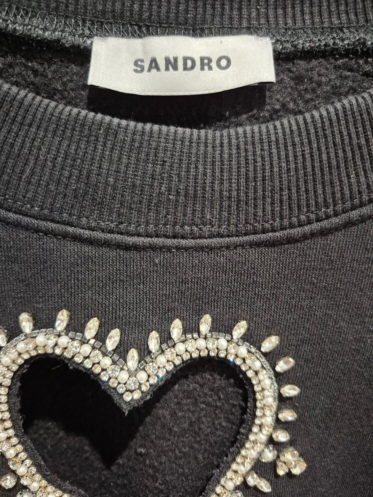 Sandro embellished heart sweater Black/Silver Size Small