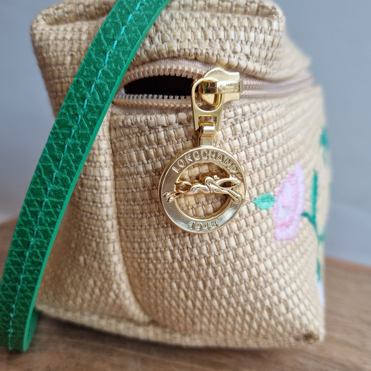 Longchamp Le Panier Pliage Natural/Green Crossbody bag