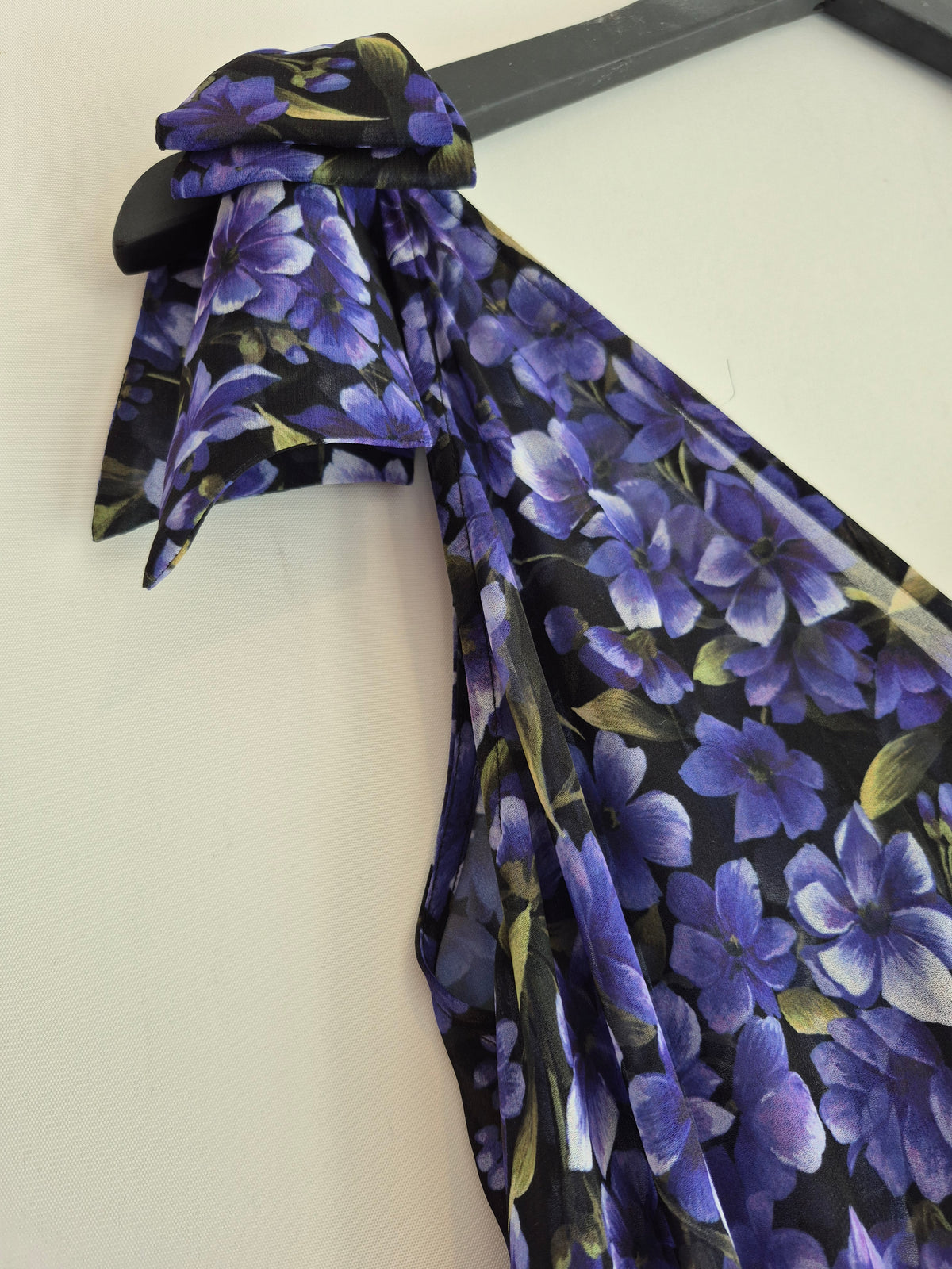 The Kooples Flower Print Pleat Dress Black/Purples Size 1/ UK 8