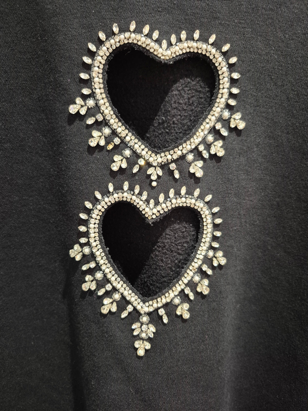 Sandro embellished heart sweater Black/Silver Size Small