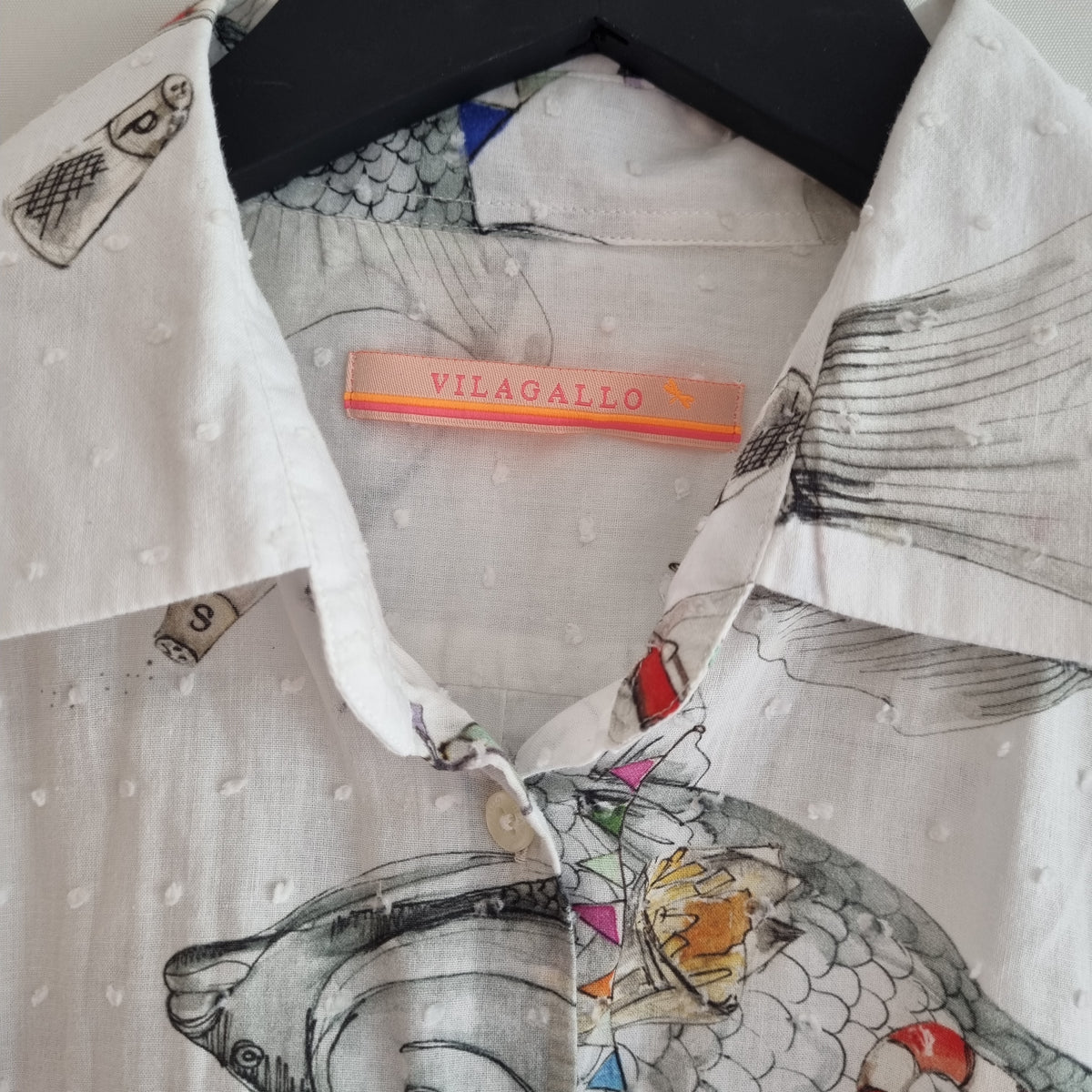 Vilagallo Fish/Beach print Shirt White/Multi Size 42