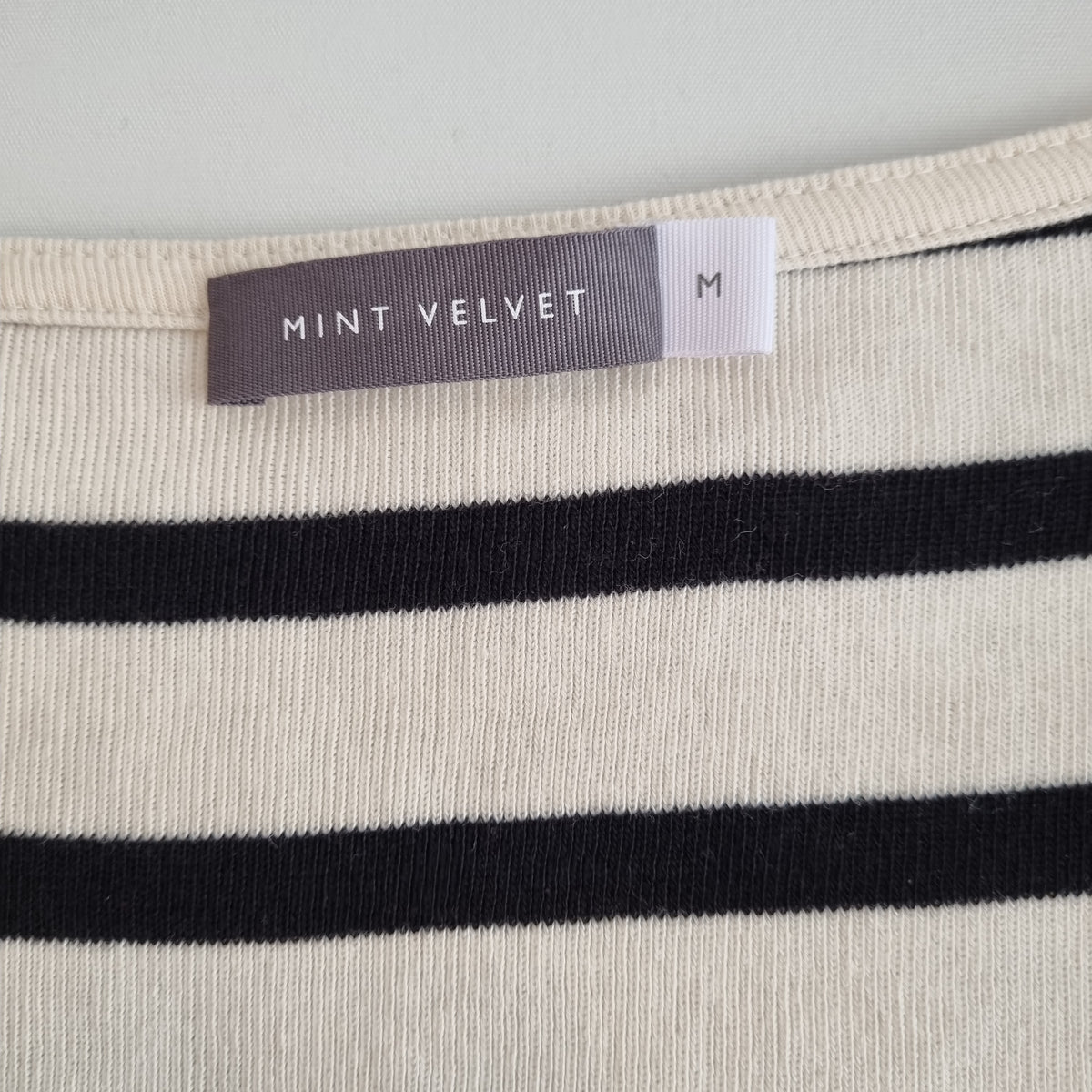 Mint Velvet Stripe top Cream/Black Size Medium