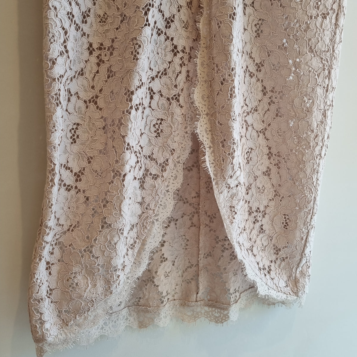 Mint Velvet lace occasion midaxi dress Latte Size 14