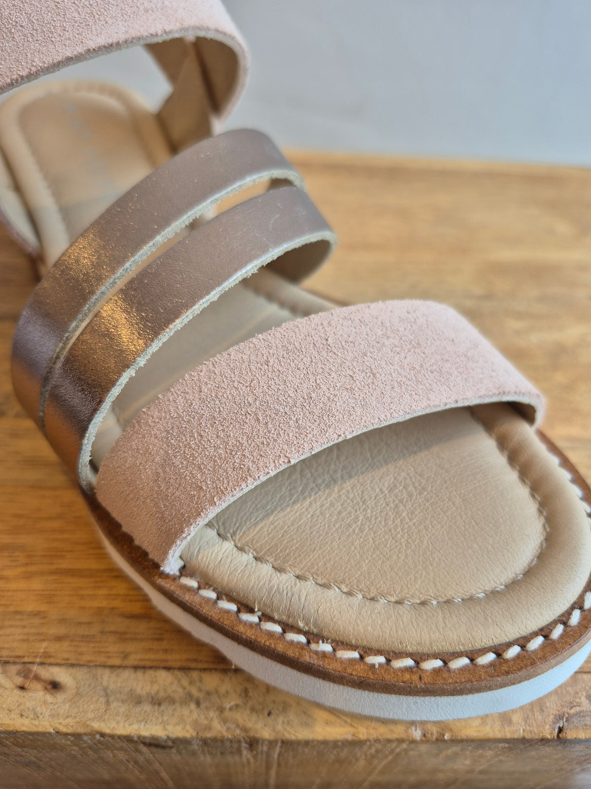 Mint Velvet Suede Sandal Dusky Pink/Metallic Size 4
