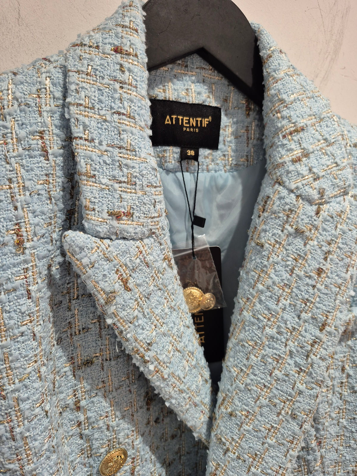 Attentif Boucle Jacket Ice Blue/Metallic Size 38