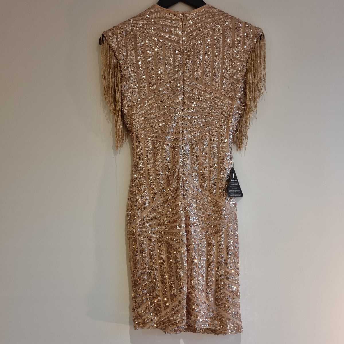 Rare London sequin plunge dress Gold Size 8