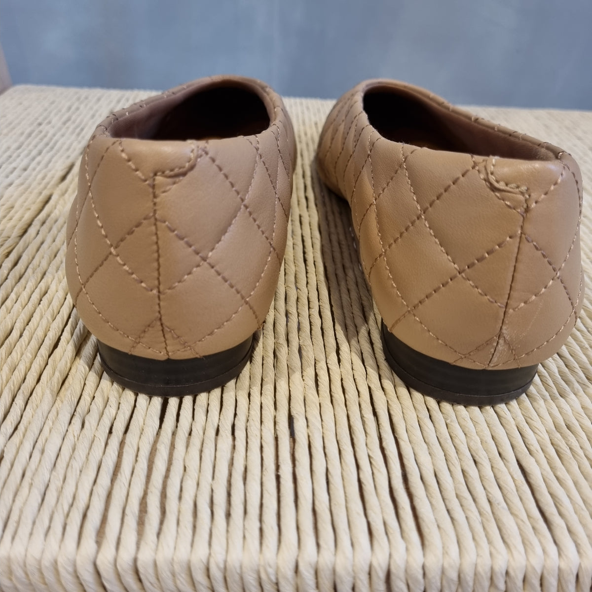 M&S stitched leather flats Camel Size 6