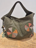 Radley leather embroidered slouch bag Olive One Size