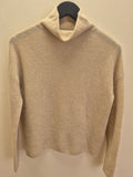 Kinross Cashmere Jumper Ribbed Oatmeal Size Small