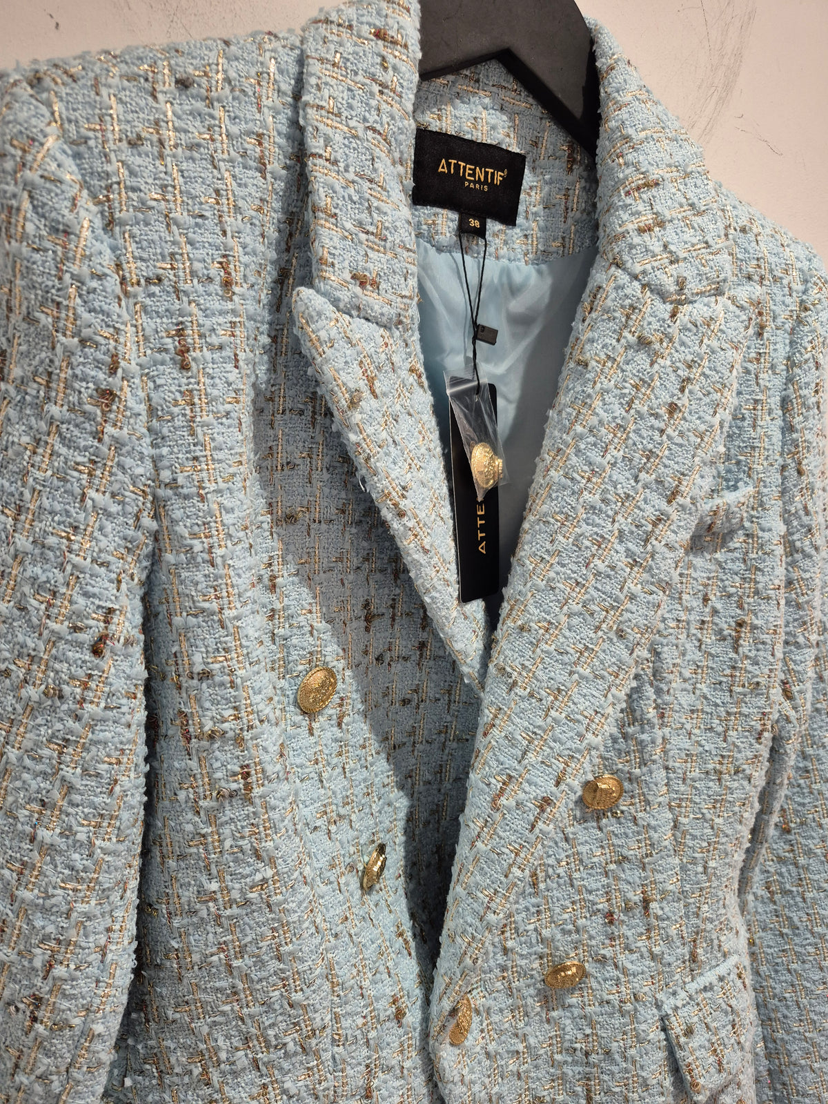 Attentif Boucle Jacket Ice Blue/Metallic Size 38
