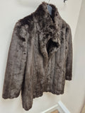M&S Collection Faux Fur Coat Chocolate Size 14P