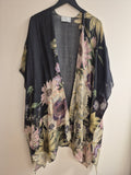 One Hundred Stars 'Daisy' Wool Throwover Black/Floral One size