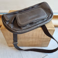 Folk leather grain slingover bag Choc OS