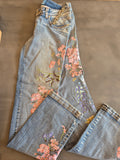 Gai Mattiolo Vintage Light Wash Embroidered Blossom Crystal Jean UK 12