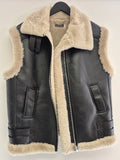 Preloved Mint Velvet Faux shearling Gilet Black/Cream Size Medium