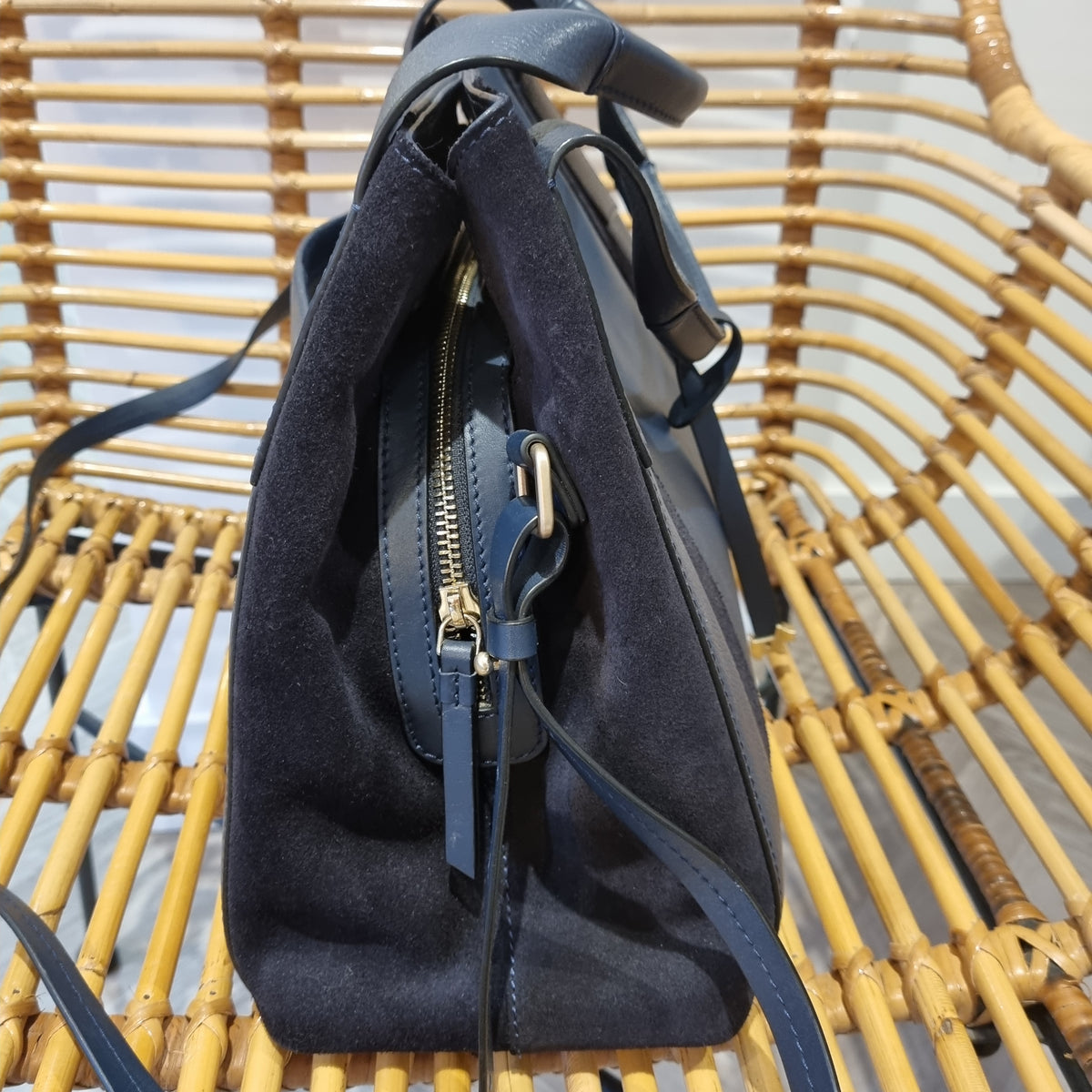 Radley leather/suede grab bag Navy One Size