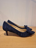 Phase Eight suede structured bow kitten heel Navy Size 6