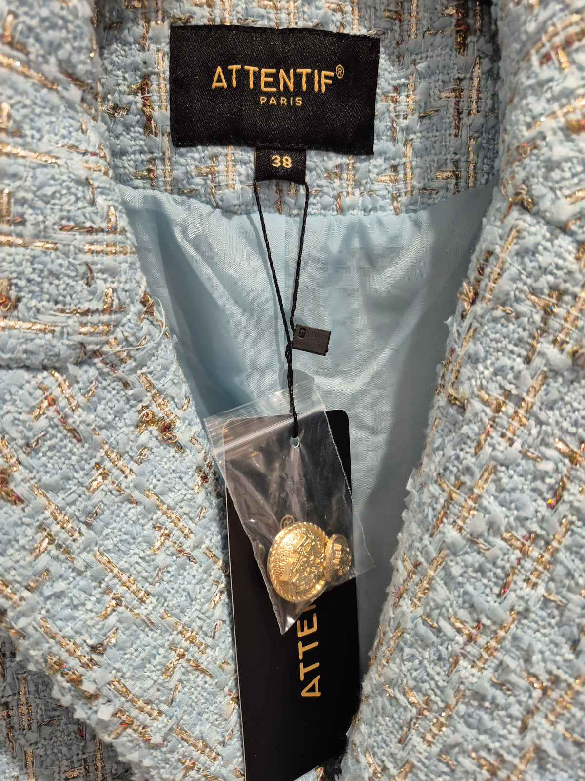 Attentif Boucle Jacket Ice Blue/Metallic Size 38