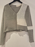 Sarah Pacini block colour jumper Sage/Ivory O/S