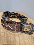 EA Western leather belt stud detail Brown/Silver tone One Size
