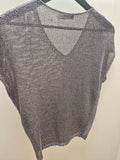 Mint Velvet Top Metallic Mesh Pewter Size 10