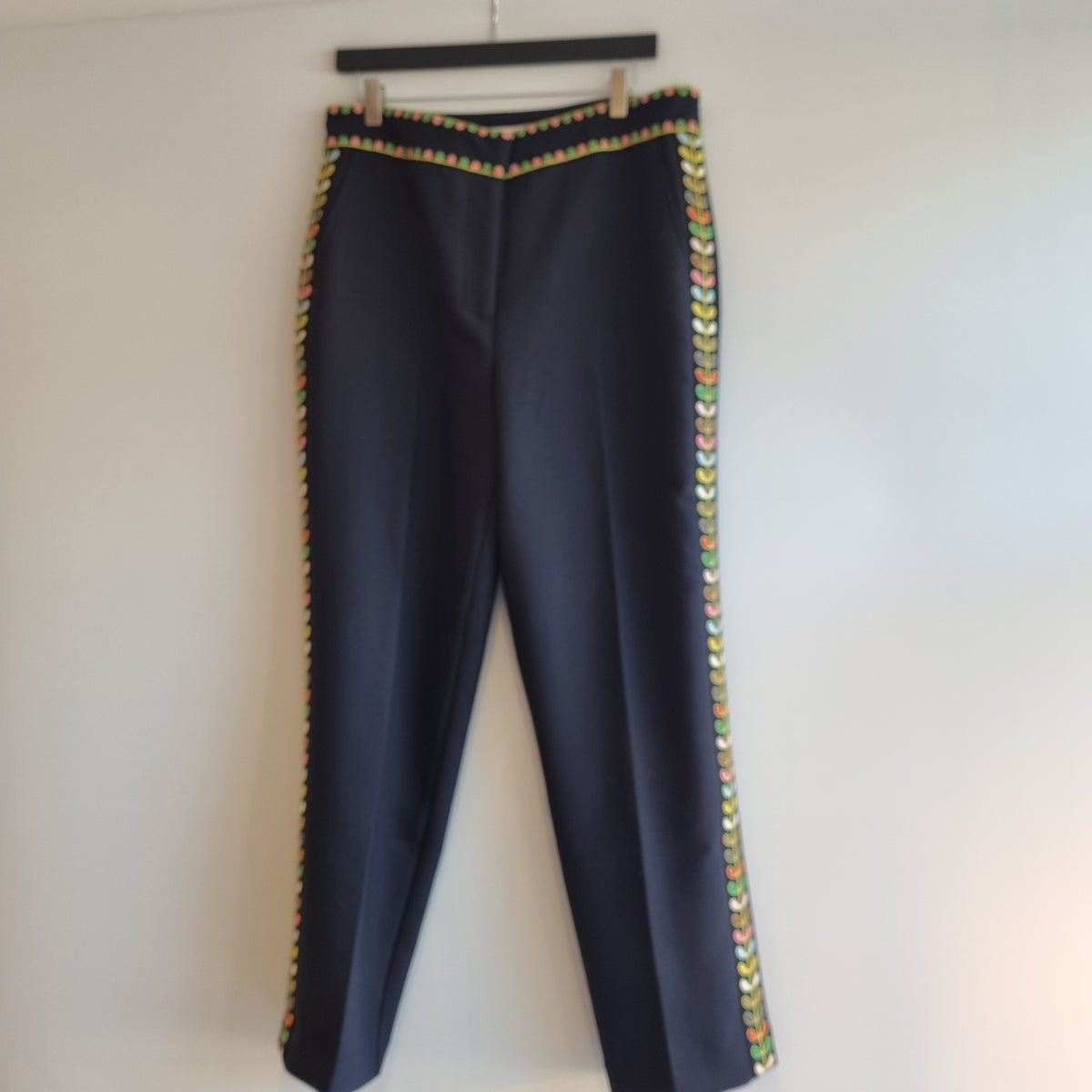 Boden side embroidered trouser Navy/Multi Size 14L